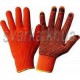 Перчатки трикотажные оранжевые с синей ПВХ точкой (класс 10к110)